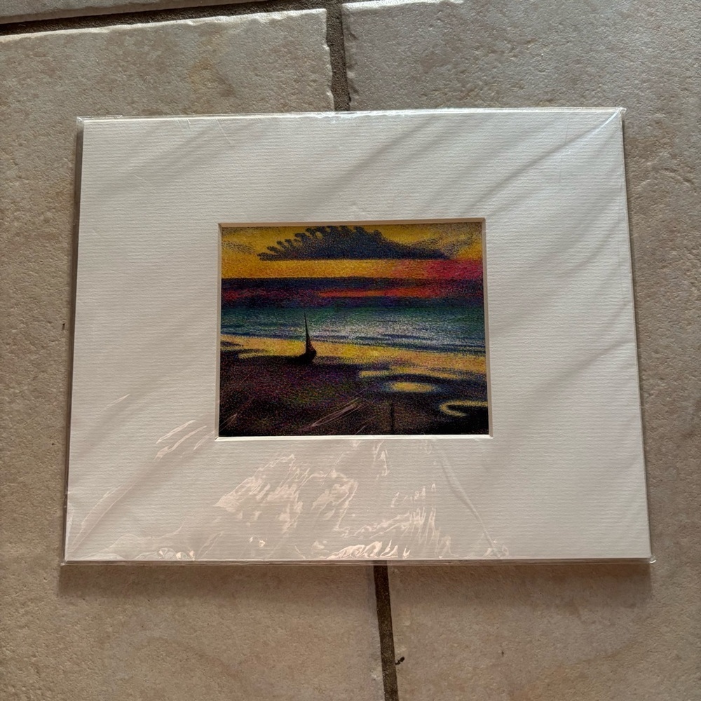 Georges Lemmen 'Plage à Heist' (Beach at Heist) Matted Art Print sunset Seascape